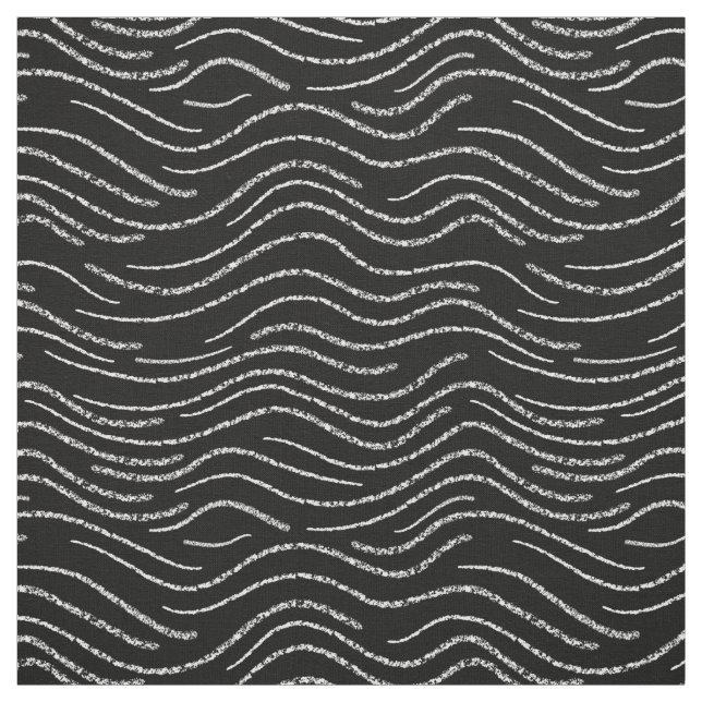 Whimsical Black and White Wavy Striping Scripts Stoff (Muster)