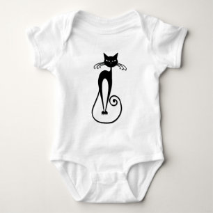 Whimsical Black Cat Baby Strampler