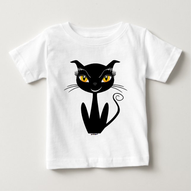 Whimsical Black Cat Baby T-shirt (Vorderseite)