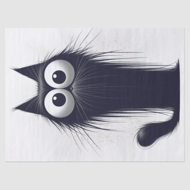 Whimsical Black Cat Cartoon Seidenpapier (Vorderseite)