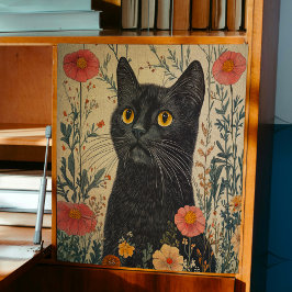 Whimsical Black Cat Decoupage Seidenpapier