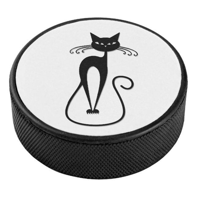 Whimsical Black Cat Eishockey Puck (3/4)