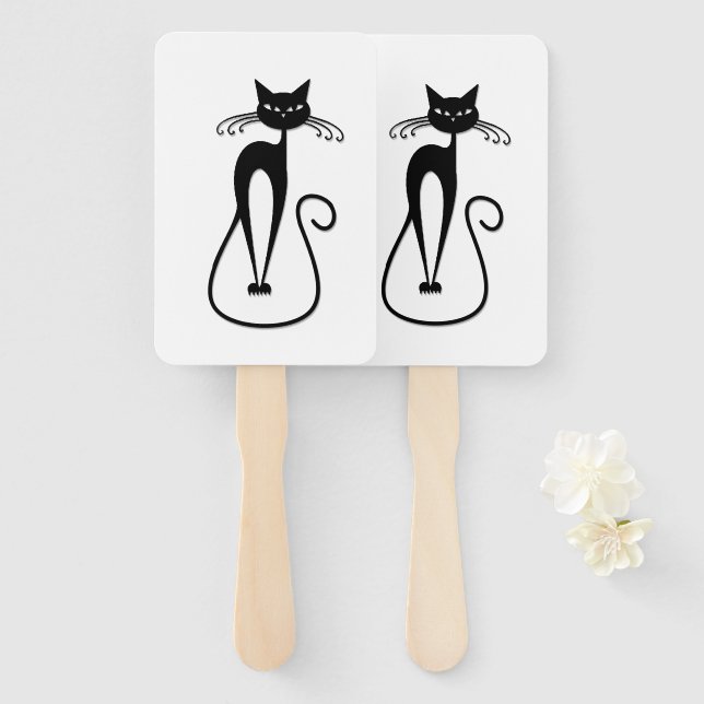 Whimsical Black Cat Fächer (Vorne und Hinten)