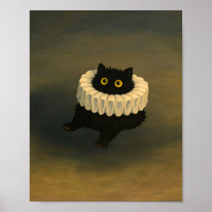 Whimsical Black Cat Ghibli Style Poster