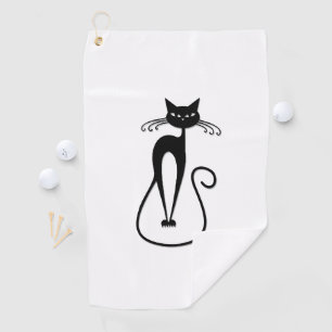 Whimsical Black Cat Golfhandtuch