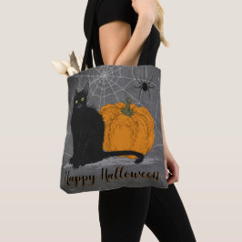 Whimsical Black Cat Happy Halloween