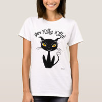 Whimsical Black Cat Here Kitty, Kitty!