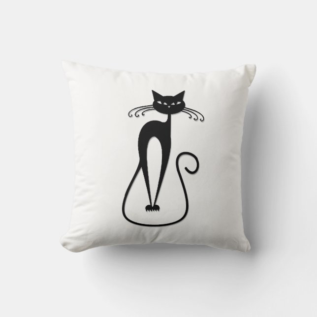 Whimsical Black Cat Kissen (Vorderseite)
