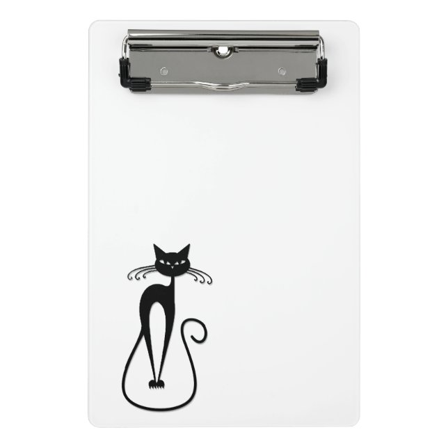 Whimsical Black Cat Mini Klemmbrett (Vorderseite)