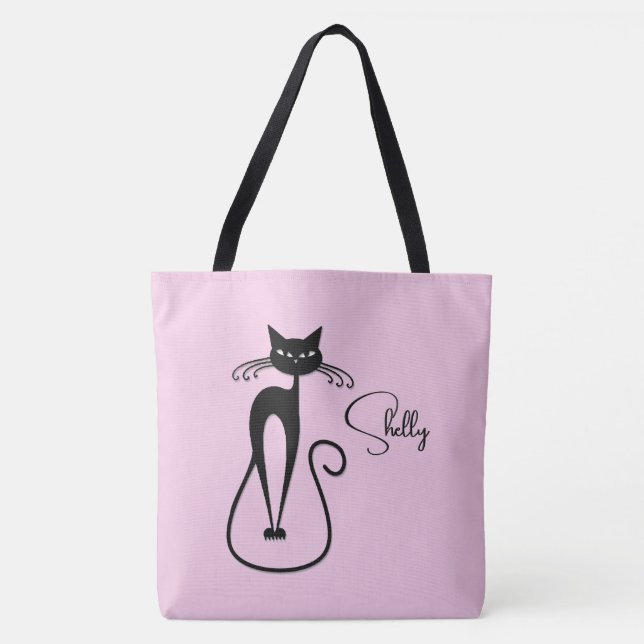Whimsical Black Cat Personal Pink (Vorderseite)