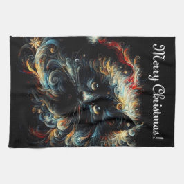 Whimsical Black Cat Santa Christmas Hat saisonale Geschirrtuch