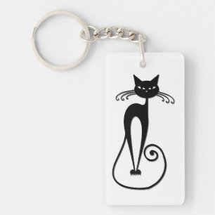Whimsical Black Cat Schlüsselanhänger