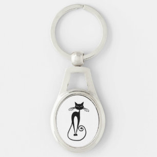 Whimsical Black Cat Schlüsselanhänger