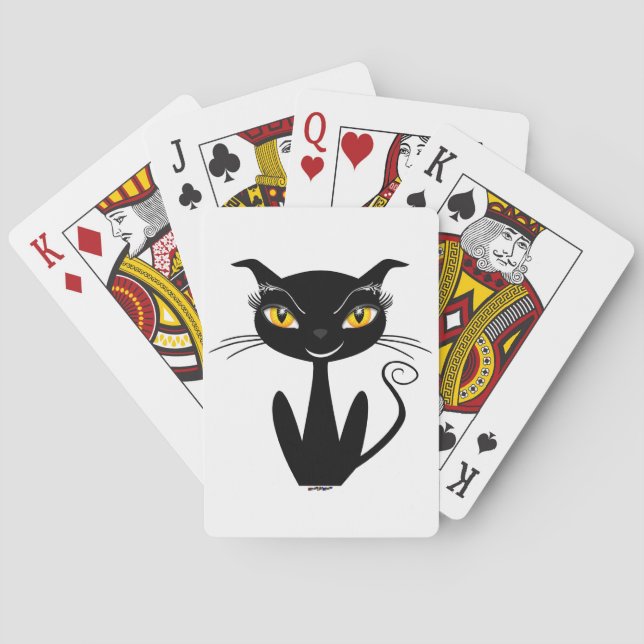 Whimsical Black Cat Spielkarten (Rückseite)