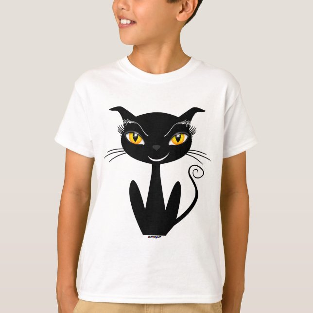 Whimsical Black Cat T-Shirt (Vorderseite)