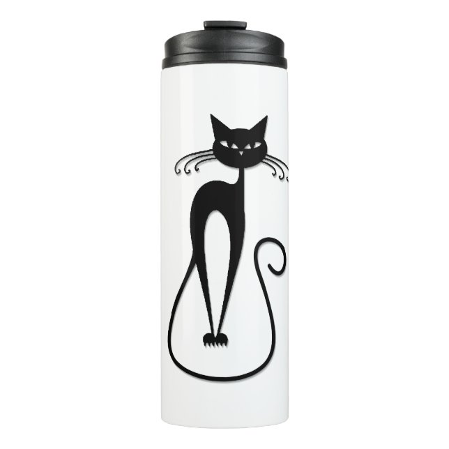 Whimsical Black Cat Thermosbecher (Vorderseite)