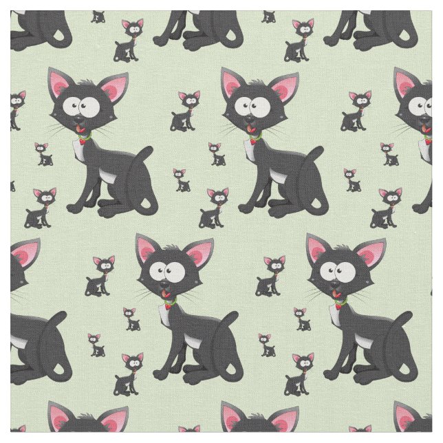 Whimsical Black Cats Stoff (Nahaufnahme)