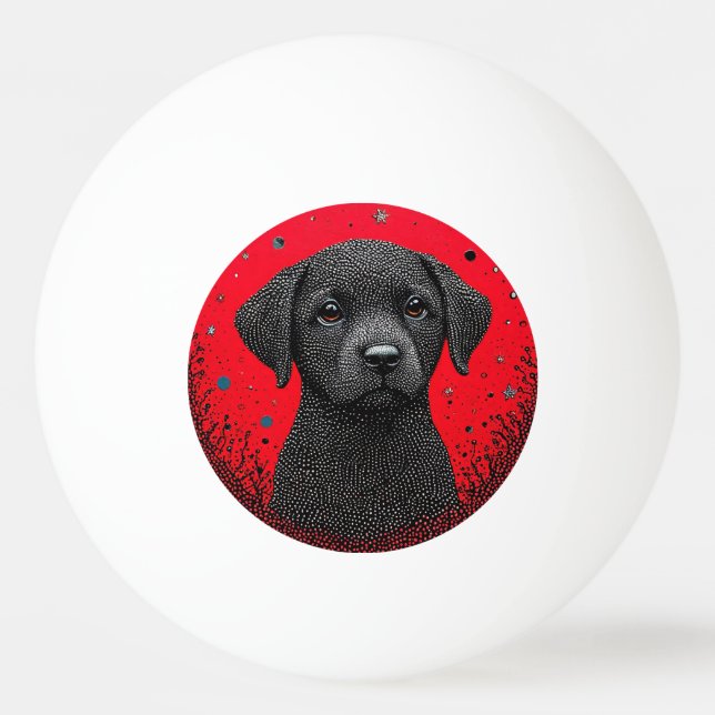 Whimsical Black Dog Tischtennisball (Vorderseite)