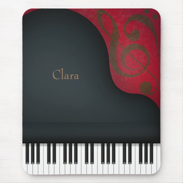 Whimsical Black Grand Piano Personalisiert Mousepad (Vorne)