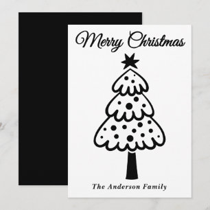Whimsical Black Hand Drawn Weihnachtsbaum Feiertagskarte