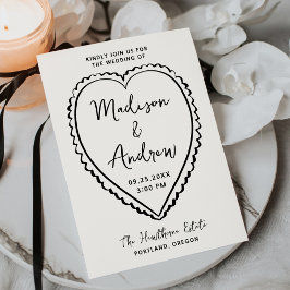Whimsical Black Heart Hochzeit Einladung