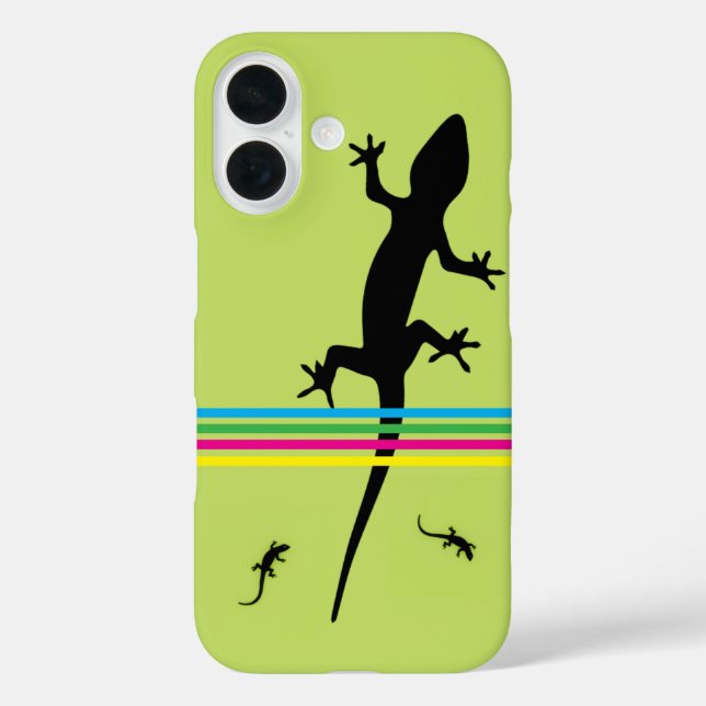 Whimsical Black Lizards Green Phone Case (Rückseite)