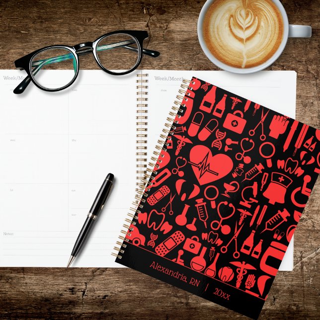 Whimsical Black & Red Krankenschwester Planer (Von Creator hochgeladen)