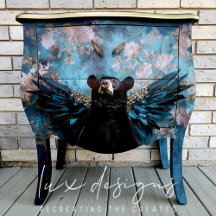 Whimsical Black Vintage Floral Bear Decoupage