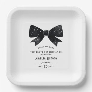 Whimsical Black & White Bow Graduation Party Pappteller