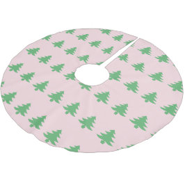 Whimsical Blassrosa und grüne Weihnachtsbäume Polyester Weihnachtsbaumdecke