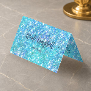 Whimsical blaue aqua-farbene falsche Glitter Visitenkarten
