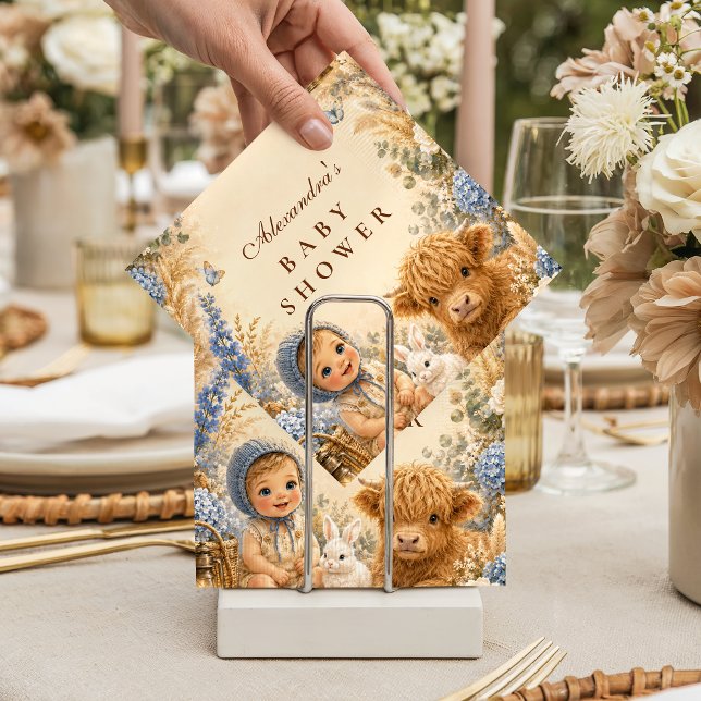 Whimsical Blaue Boho-Baby-Party Serviette (Von Creator hochgeladen)