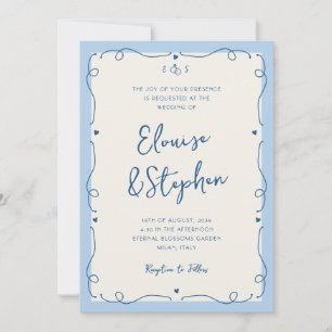 Whimsical Blaue Handgeschriebene Handgezeichnete H Einladung