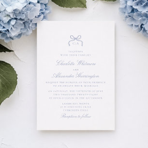 Whimsical Blaue Schleife Hochzeitseinladung Einladung