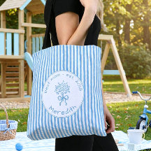 Whimsical Blaue Weiße Streifen Preppy Mom Etablier