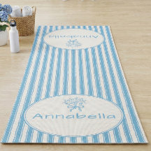 Whimsical Blaue Weiße Streifen Preppy Monogramm
