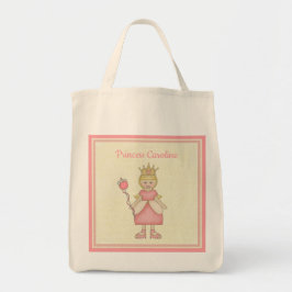 Whimsical Blonde Princess in rosa Mit Monogramm Tragetasche