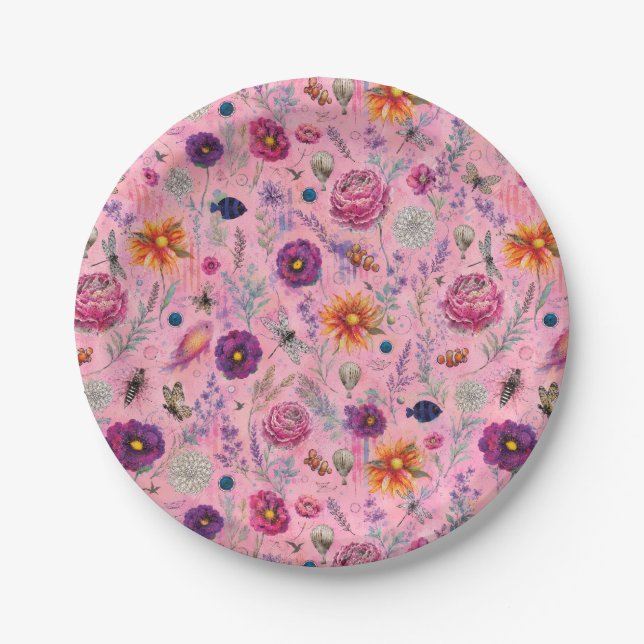 Whimsical Bloom Garten Pappteller (Vorderseite)
