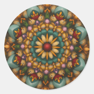Whimsical Bloom Mandala - von Natur Inspiriert Runder Aufkleber