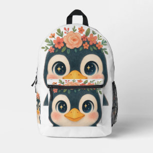 Whimsical Bloom Penguin Bedruckter Rucksack