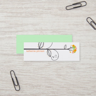 Whimsical Bloom Tree Yellow Citrus Punkte farbenfr Mini Visitenkarte