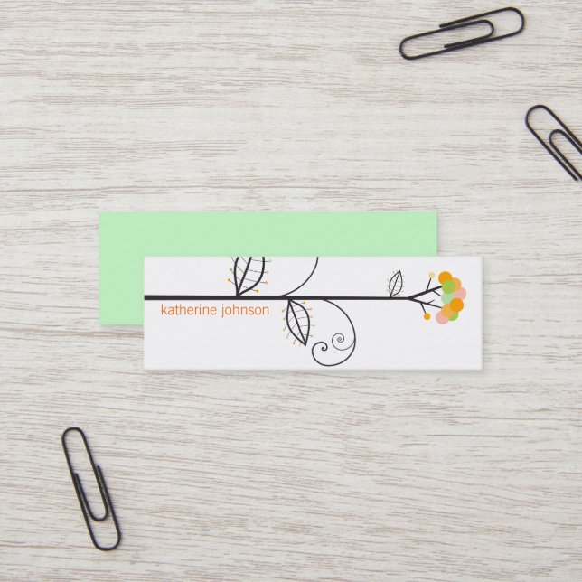 Whimsical Bloom Tree Yellow Citrus Punkte farbenfr Mini Visitenkarte (Vorderseite/Rückseite Beispiel)