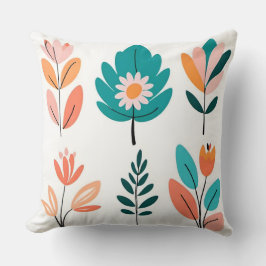 "Whimsical Blooms: HandGezeichnet Boho Pillow Coll Kissen