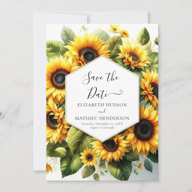 Whimsical Blooms Sunflower Wedding Save The Date (Vorderseite)