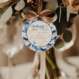 Whimsical Blue and Gold Butterfly Kisses Baby Show Geschenkanhänger