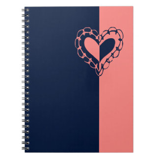 Whimsical Blue and Pink Heart Wedding Notizblock