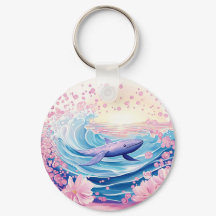 Whimsical Blue and Pink Whale Art