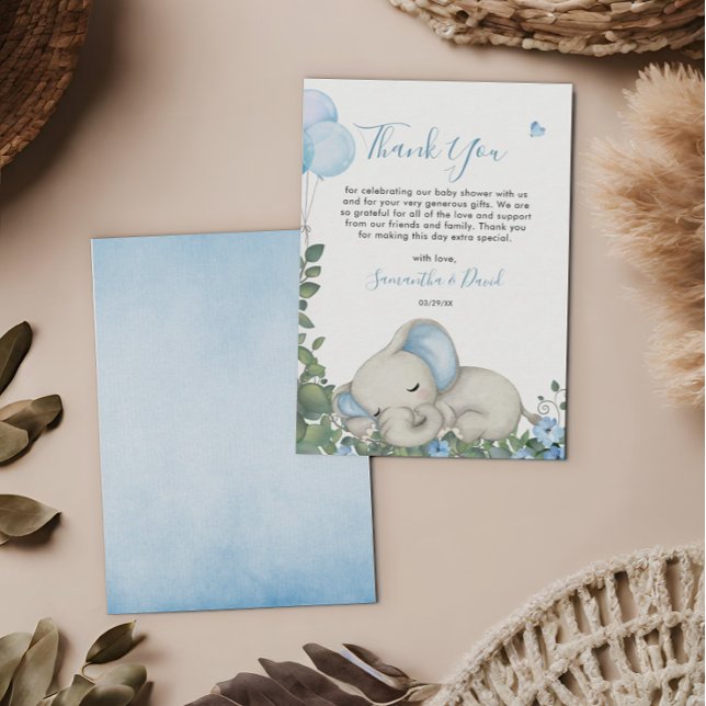 Whimsical Blue Baby Elephant Danke Karte (Von Creator hochgeladen)