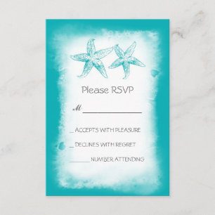 Whimsical Blue Beach Hochzeit RSVP Karten
