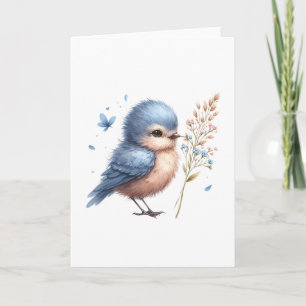 Whimsical Blue Bird All-Occasion Blank Gruß Karte